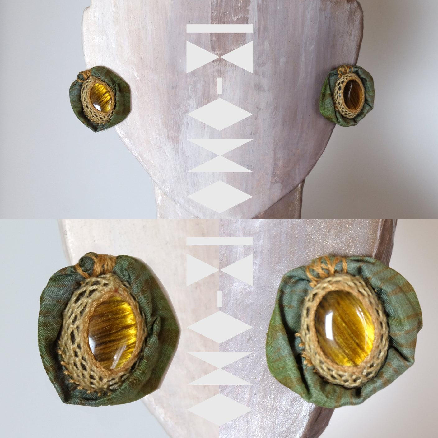 Orecchini in seta con pietra occhio di tigre