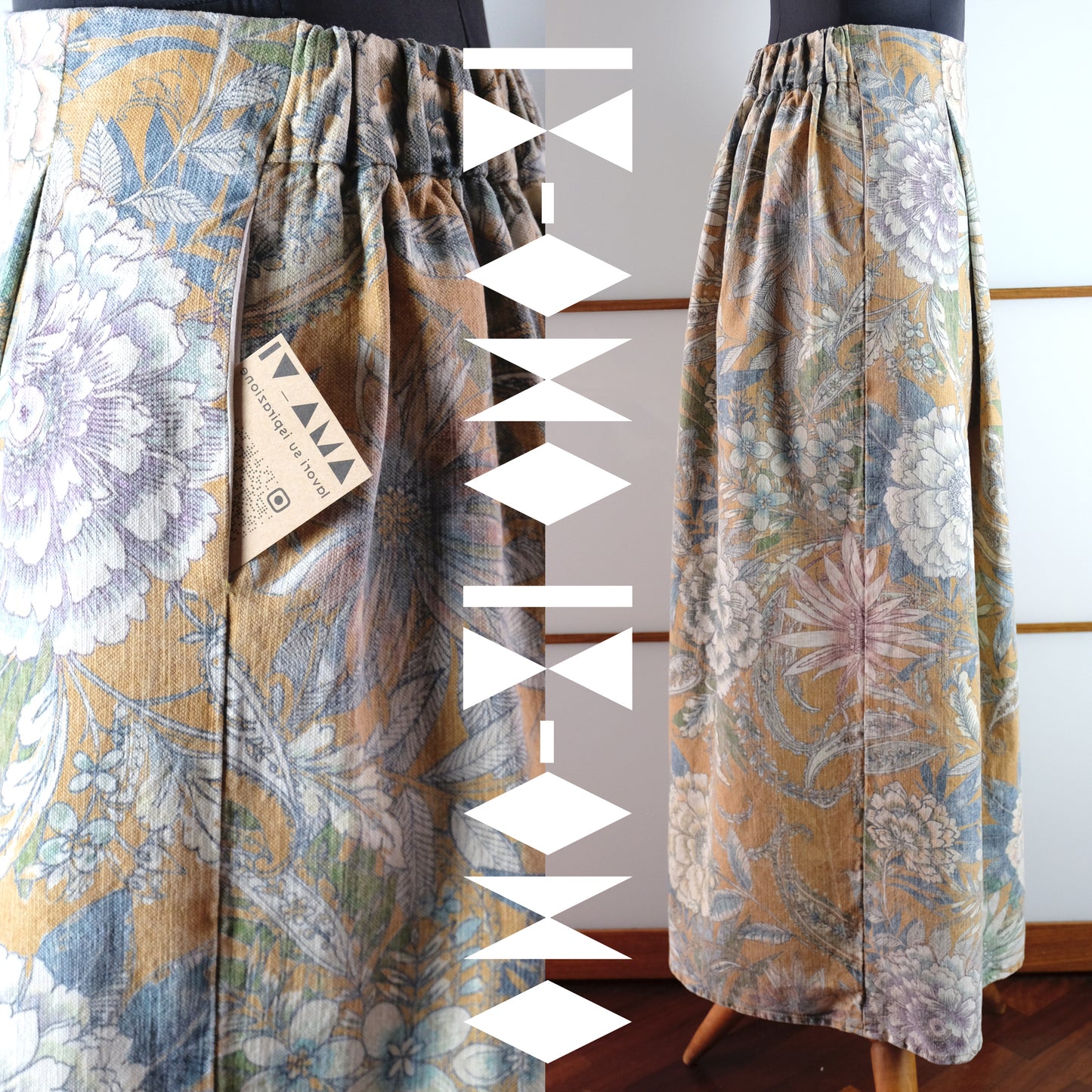 Gonna lunga con tasche a fantasia floreale