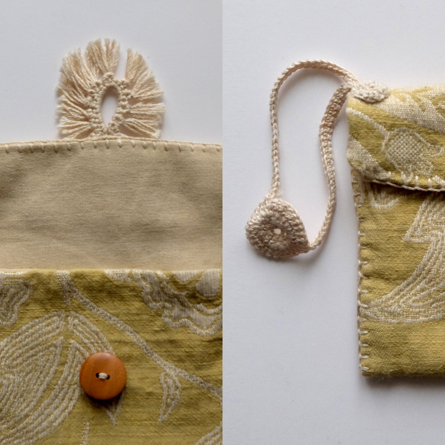 Custodia foderata e ricamata all'uncinetto