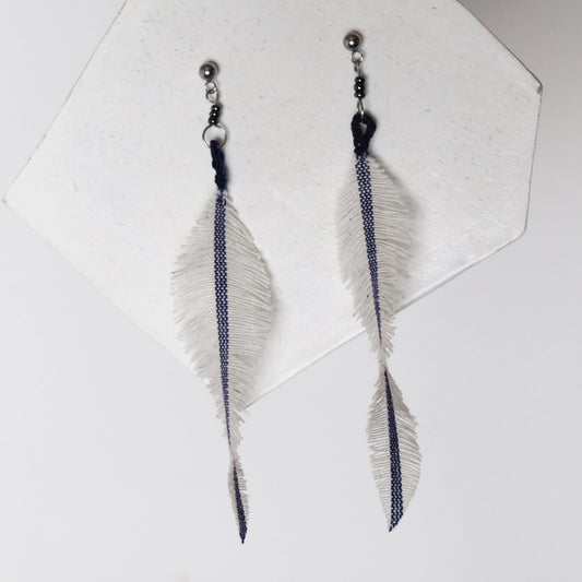 Orecchini in cotone bianco/blu