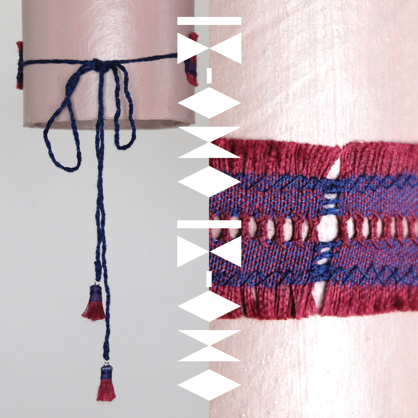 Choker in lino con ricamo punto giorno