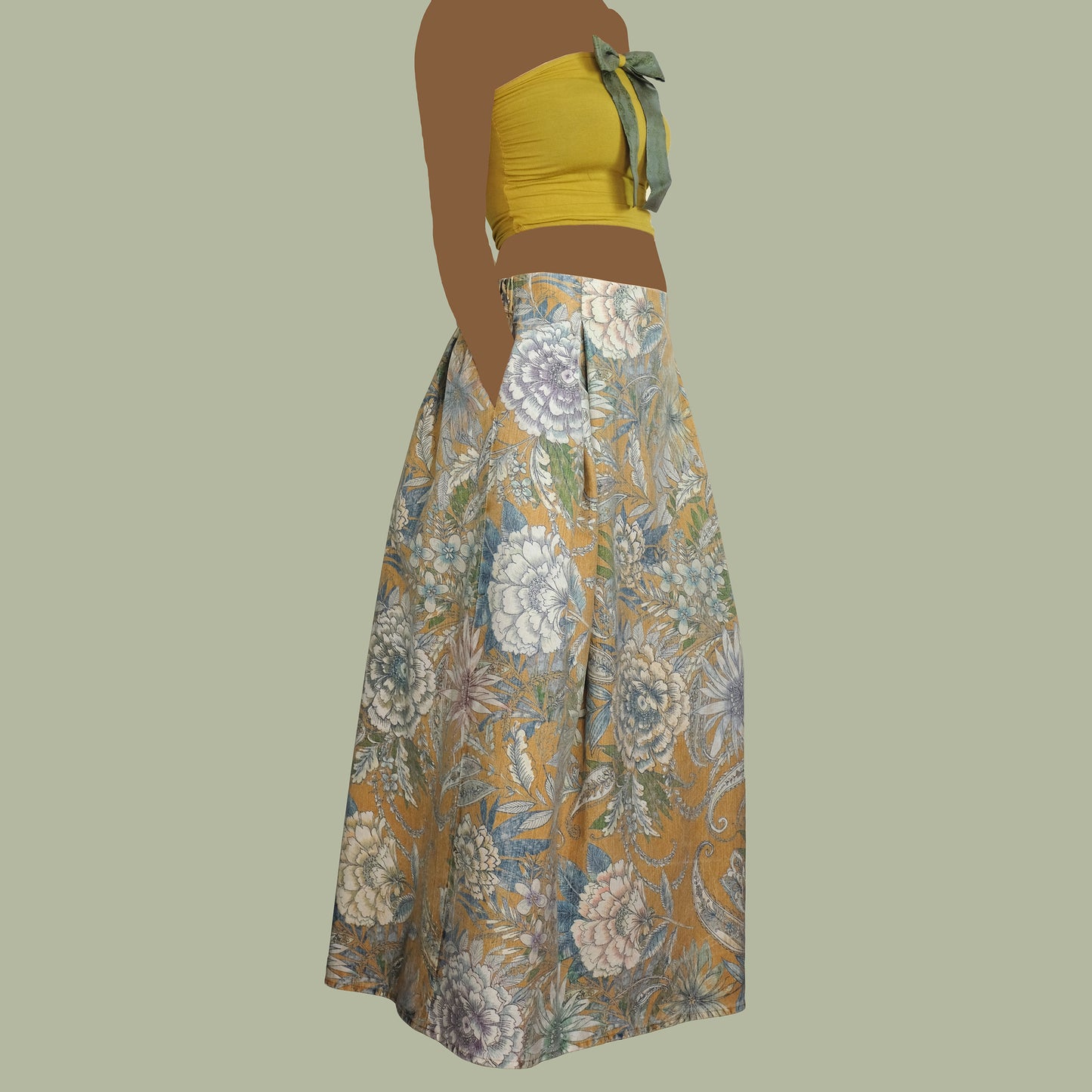 Gonna lunga con tasche a fantasia  floreale