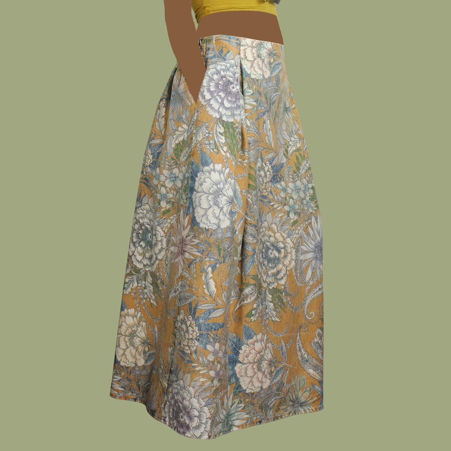 Gonna lunga con tasche a fantasia  floreale