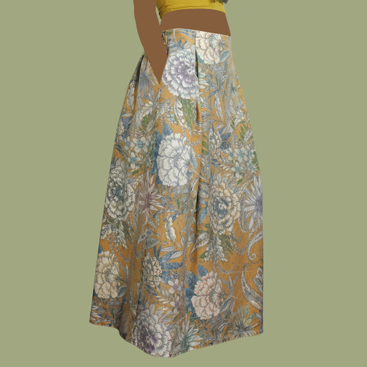 Gonna lunga con tasche a fantasia  floreale