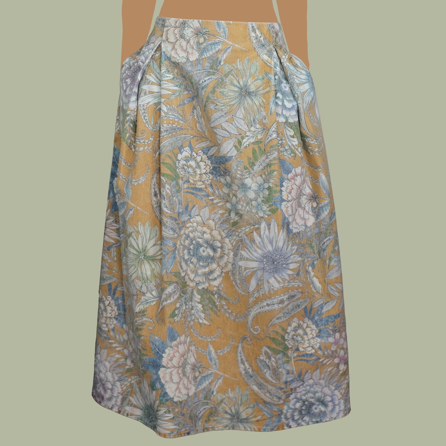 Gonna lunga con tasche a fantasia  floreale