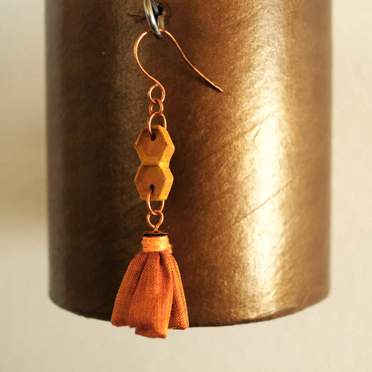 Honeycomb cells & golden flower earrings