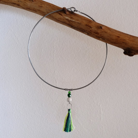 Collana rigida con aulite e malachite