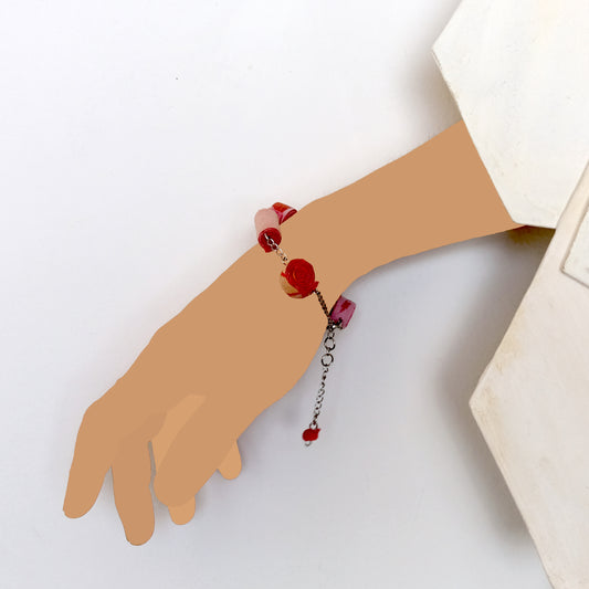 Bracciale spugna rosso/rosa