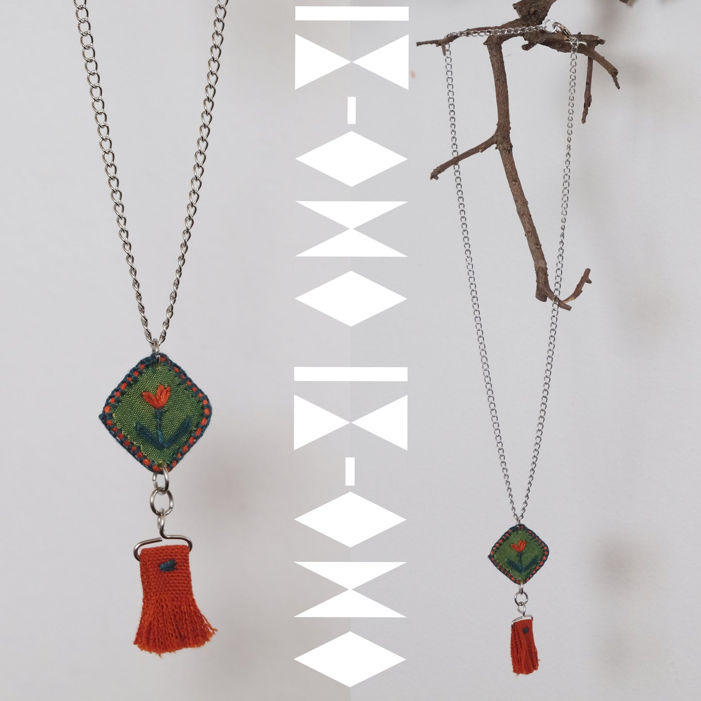 Catenella con ciondolo ricamato tulipano