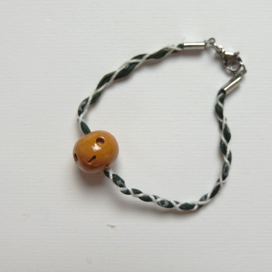 Bracciale in cotone e seta con argilla smaltata