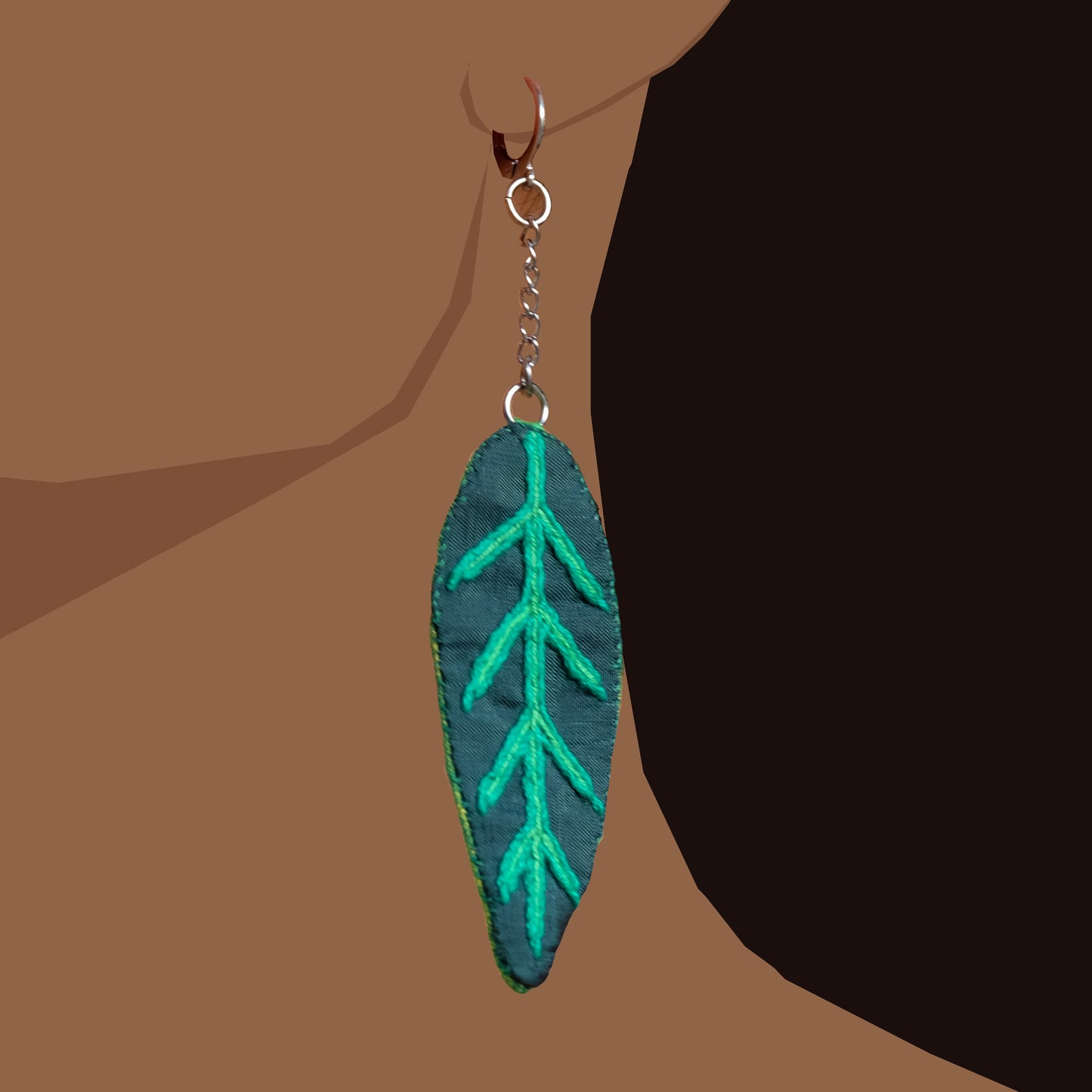 Orecchini ricamati foglia