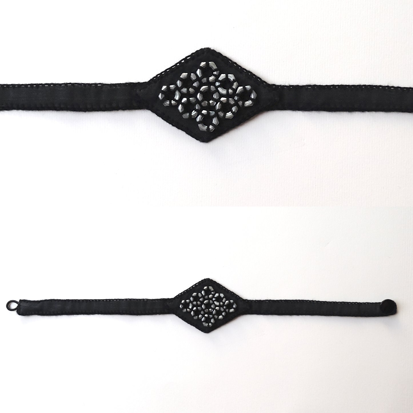 Collana choker seta e bulloni