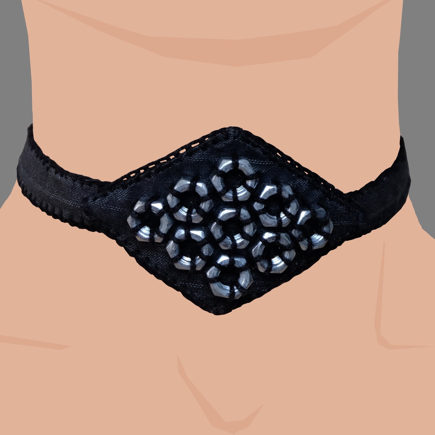 Collana choker seta e bulloni