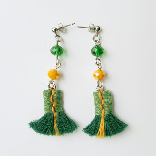 Orecchini in cotone verde/giallo