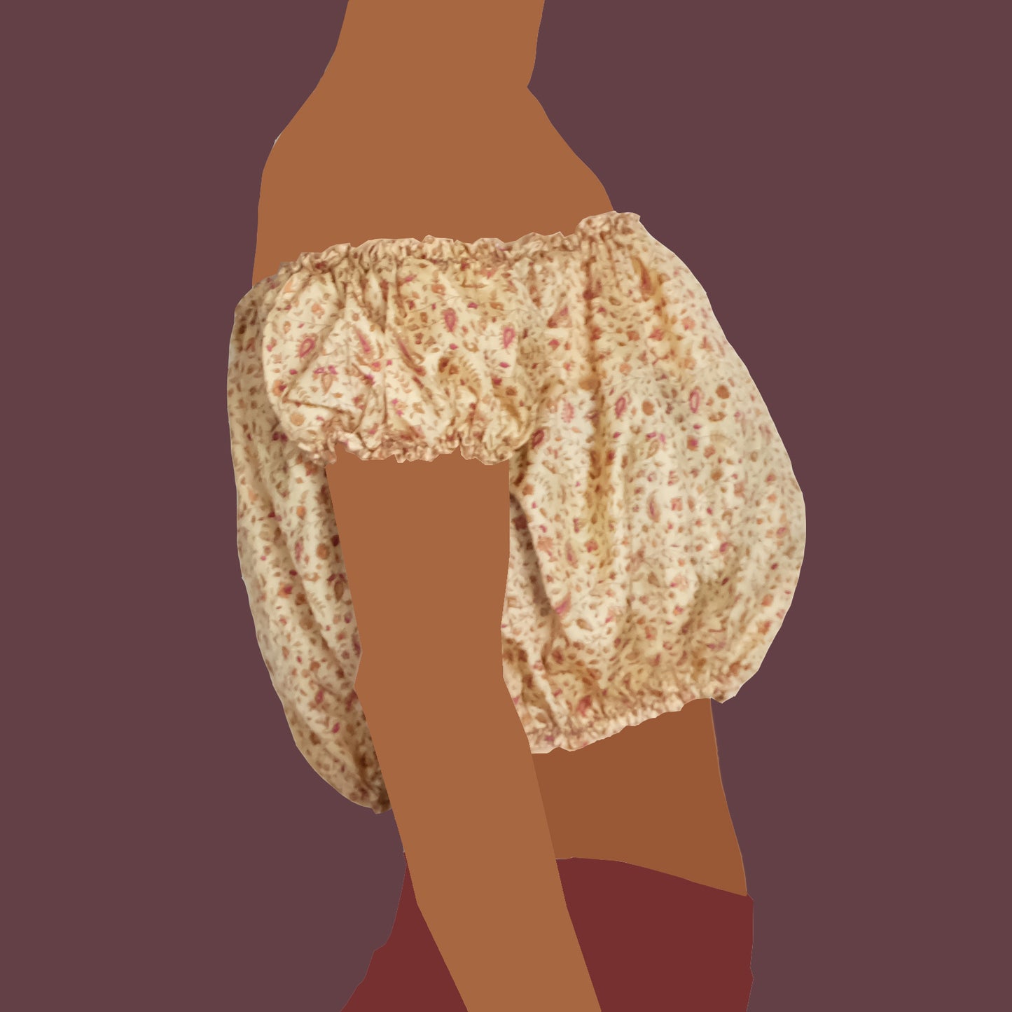 Top arricciato a fiori