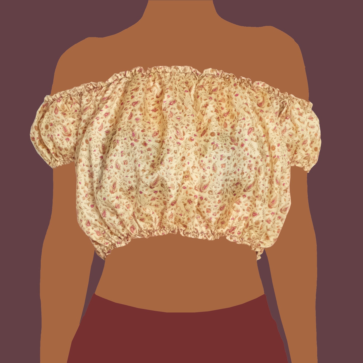 Top arricciato a fiori